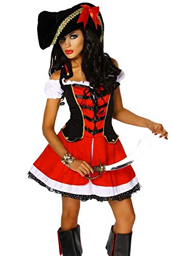 Karneval Mottoparty Traumhaftes Piraten-Kostüm rot 2-teilig GrS-M, Größe:S-M Karneval Mottoparty Traumhaftes Piraten-Kostüm rot 2-teilig GrS-M, Größe:S-M von Atixo