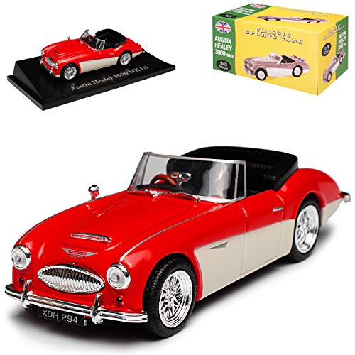 Atlas Austin Healey 3000 MK III Cabrio Rot 1959-1967 1/43 Norev Modell Auto mit individiuellem Wunschkennzeichen von Atlas