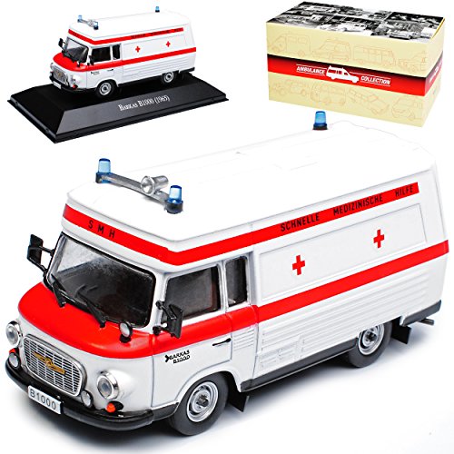 Atlas Barkas B1000 SMH Schnelle Medizinische Hilfe DDR Ambulanz Krankenwagen Weiss 1961-1990 1/43 Modell Auto mit individiuellem Wunschkennzeichen von atlas editions