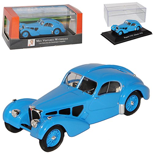 Atlas Bugatti 57SC Atlantic Coupe Blau 1934-1940 mit Sockel und Vitrine 1/43 Modell Auto von Atlas