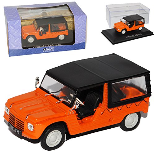 Atlas Citroen Mehari Orange mit Sockel und Vitrine 1/43 Modell Auto mit individiuellem Wunschkennzeichen von Atlas