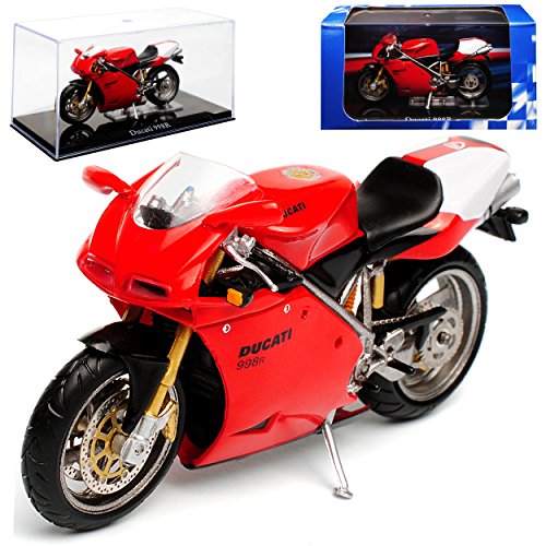 Atlas Ducati 998R Rot mit Sockel und Vitrine 1/24 Modell Motorrad von Atlas