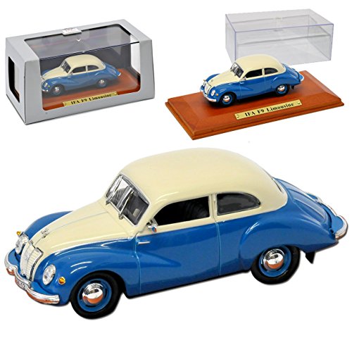 Atlas IFA F9 Limousine Blau Cream 1950-1956 DDR 1/43 Modell Auto mit individiuellem Wunschkennzeichen von Atlas