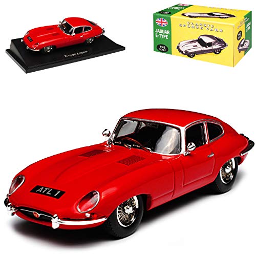 Atlas Jaguar E-Type Coupe Rot 1961-1974 1/43 Norev Modell Auto mit individiuellem Wunschkennzeichen von Atlas