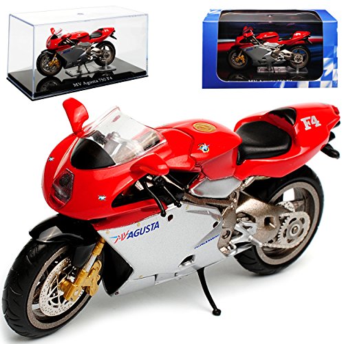 Atlas MV Agusta 750 F4 Rot mit Sockel und Vitrine 1/24 Modell Motorrad mit individiuellem Wunschkennzeichen von Atlas