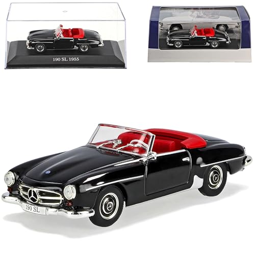 Atlas Mercedes-Benz 190SL Cabrio Schwarz W121 1955-1963 1/43 Modell Auto mit individiuellem Wunschkennzeichen von Atlas