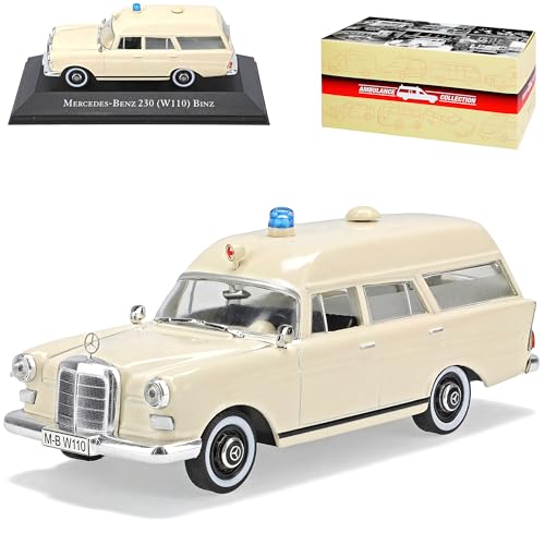 Atlas Mercedes-Benz 230 W110 Binz Krankenwagen kleine Heckflosse 1961-1968 1/43 Modell Auto mit individiuellem Wunschkennzeichen von Atlas