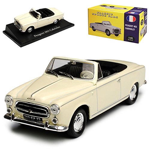 Atlas Peugeot 403 Cabrio Beige 1955-1967 1/43 Norev Modell Auto mit individiuellem Wunschkennzeichen von Atlas