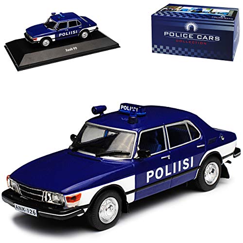 Atlas Saab 99 Limousine Blau Poliiss Polizei 1968-1984 1/43 Modell Auto von Atlas