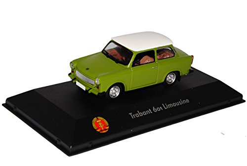 Atlas Trabant 601 Limousine Grün Weiss DDR 1/43 Modell Auto mit individiuellem Wunschkennzeichen von Atlas