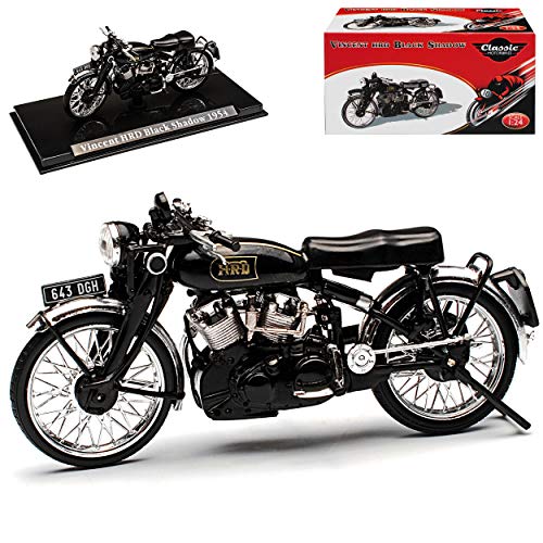 Atlas Vincent HRD Black Shadow Schwarz 1954 mit Sockel 1/24 Modell Motorrad von Atlas