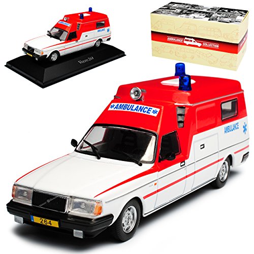 Atlas Volvo 264 Ambulance Krankenwagen Rot Weiss 1974-1984 1/43 Modell Auto mit individiuellem Wunschkennzeichen von Atlas