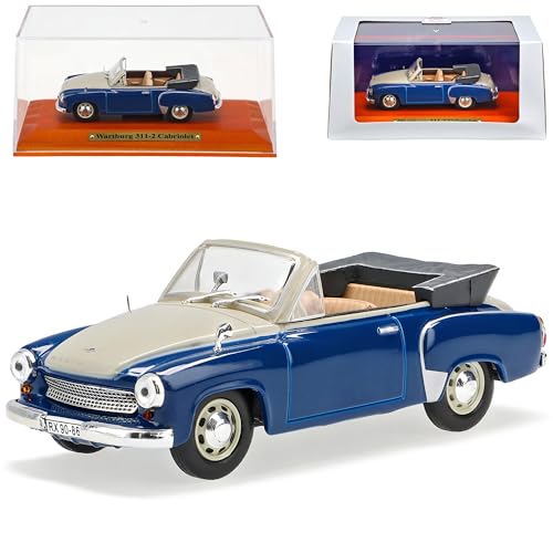 Atlas Wartburg 311/2 Cabriolet Blau Beige 1956-1960 1/43 Modell Auto mit individiuellem Wunschkennzeichen von Atlas