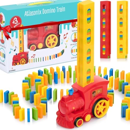 Atlasonix Domino Zug Spielzeug Set für Kinder, 160 Teile, Elektrischer Zug Domino für Kinder, Domino Spielzeug für 3 4 5 Jahre Jungen Mädchen Atlasonix Domino Zug Spielzeug Set für Kinder, 160 Teile, Elektrischer Zug Domino für Kinder, Domino Spielzeug für 3 4 5 Jahre Jungen Mädchen von Atlasonix