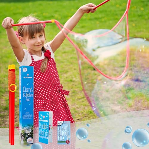 Atlasonix Giant Bubble Wand, Giant Bubble Maker, Big Bubble Wand, Large Bubble Wand, Bubble Sticks, Outdoor Toys for Kids, Bubble Kit, Wands & Bubble Mix for Making 2 Gallons of Bubble Solution Atlasonix Giant Bubble Wand, Giant Bubble Maker, Big Bubble Wand, Large Bubble Wand, Bubble Sticks, Outdoor Toys for Kids, Bubble Kit, Wands & Bubble Mix for Making 2 Gallons of Bubble Solution von Atlasonix