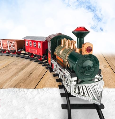 Kids Train Set - Electric Train Toy for Boys 2-4 w/Lights & Sound, Railway Kits w/Steam Locomotive Engine, Cargo Cars, 4 Horses & Tracks, for 4-7 von Atlasonix