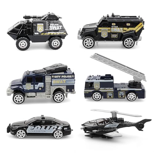 6er-Set Polizei Spielzeugautos aus Druckguss – Mini Metall Polizeifahrzeuge für Jungen ab 3 Jahren – inkl. Panzerwagen, Rettungswagen, Kugelsicherer SUV, Militärhubschrauber – Perfektes Geburtstagsges 6er-Set Polizei Spielzeugautos aus Druckguss – Mini Metall Polizeifahrzeuge für Jungen ab 3 Jahren – inkl. Panzerwagen, Rettungswagen, Kugelsicherer SUV, Militärhubschrauber – Perfektes Geburtstagsges von AtomDream Tech