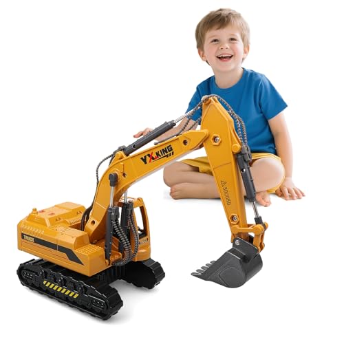 AtomDream Tech Bagger Spielzeug aus Metall für Kinder ab 3 Jahren – Realistisches Diecast Baufahrzeug – Robuster Traktor Modellbagger für Jungen – Geschenk zu Geburtstag & Weihnachten von AtomDream Tech