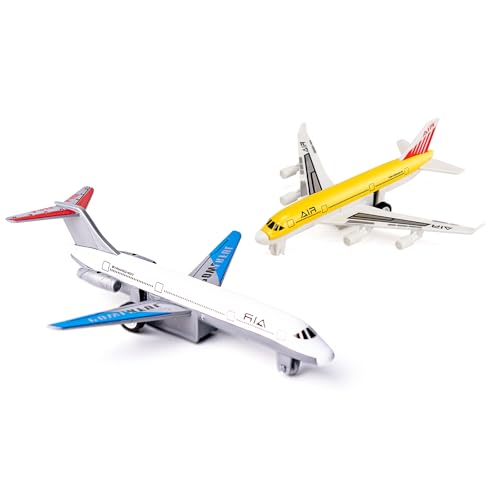 Flugzeugspielzeug mit Heckantrieb, 2 Stück - Robuste Druckguss-Flugzeuge aus Metall und Kunststoff für Kinder im Alter von 3 bis 6 Jahren, STEM Lernspielzeug mit Geschenkbox für com Flugzeugspielzeug mit Heckantrieb, 2 Stück - Robuste Druckguss-Flugzeuge aus Metall und Kunststoff für Kinder im Alter von 3 bis 6 Jahren, STEM Lernspielzeug mit Geschenkbox für com von AtomDream Tech