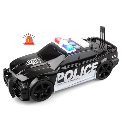 Polizeiauto-Spielzeug für Kinder – Verfolgungs-Rettungsfahrzeug aus Kunststoff mit Sirene und Blinklichtern – Spielzeug-Polizeiauto für Jungen im Alter von 3–6 Jahren – Reibungsbetriebenes Schiebespie von AtomDream Tech