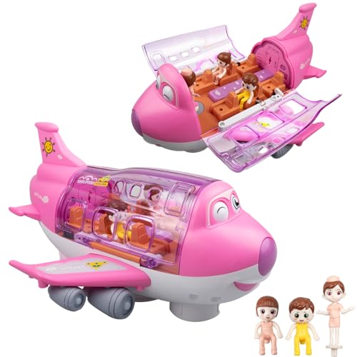 Rosa Flugzeugspielzeug für Kleinkinder, Spielzeugflugzeug für 4-8-jährige Jungen und Mädchen zum Geburtstag, Kleinkindspielzeug -Actionflugzeug mit blinkenden LED-Lichtern und Geräuschen (Rosa) von AtomDream Tech