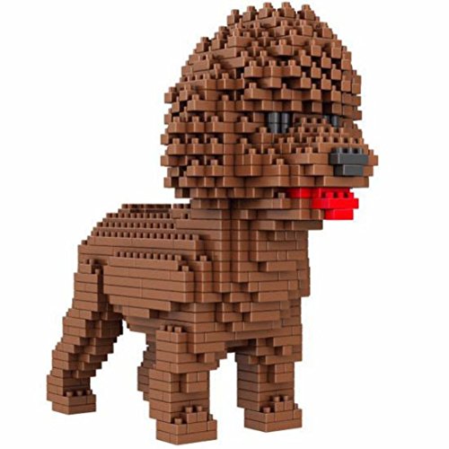 Atomic Building Hund Pudel (Caniche). Figur gebaut mit Mini-Bausteinen. 950 Teile. von Atomic Building