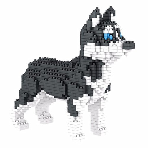 Atomic Building Hund Siberian Husky (Sibirischer Husky). Figur gebaut mit Mini-Bausteinen. 950 Teile. von Atomic Building