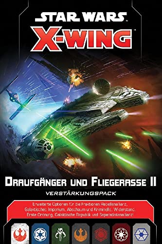 Atomic Mass Games, Star Wars: X-Wing 2. Edition – Draufgänger und Fliegerasse II, Erweiterung, Tabletop, 2 Spieler, Ab 14+ Jahren, 30-45 Minuten, Deutsch von Atomic Mass Games