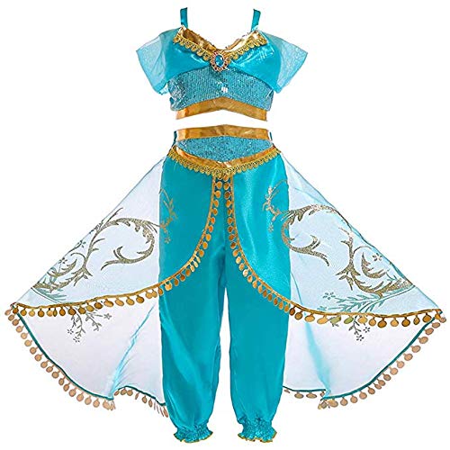 Atorcher Jasmin Prinzessin Kostüm für Mädchen Pailletten Prinzessin Kostüm Kleid für Kinder von Atorcher