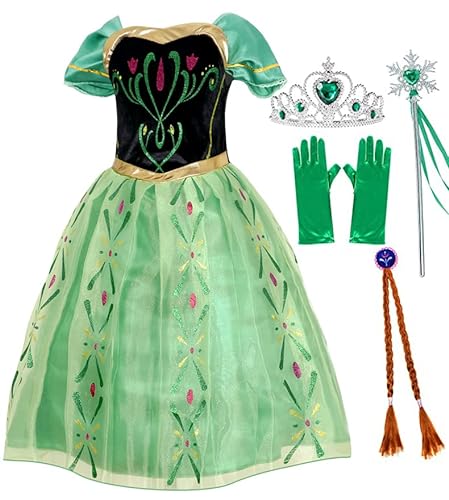 Atorcher Kinder Prinzessin Kostüm für Karneval Party Cosplay Verkleidung Halloween Fest Geburtstag, mit Zubehör Krone Zauberstab von Atorcher
