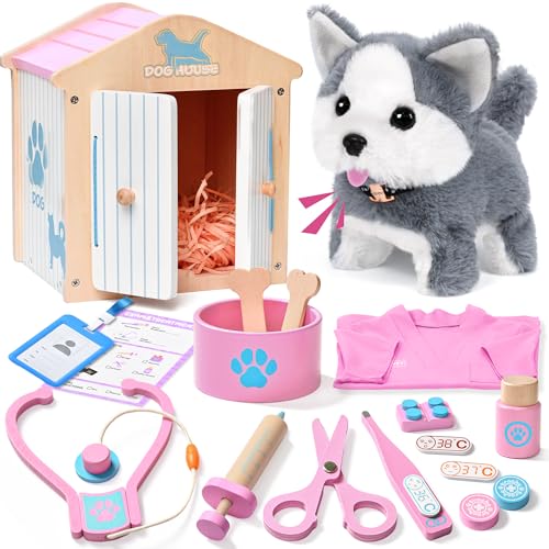 Arztkoffer Kinder Holz Tierarzt Spielzeug Elektrischer Interaktives Hund Spielzeug der Läuft und Bellt, Haustier Haus, Arzt Kostüm, Kinderspielzeug Geburtstag Geschenk für Mädchen 3 4 5 6 Jahre Arztkoffer Kinder Holz Tierarzt Spielzeug Elektrischer Interaktives Hund Spielzeug der Läuft und Bellt, Haustier Haus, Arzt Kostüm, Kinderspielzeug Geburtstag Geschenk für Mädchen 3 4 5 6 Jahre von Atoylink