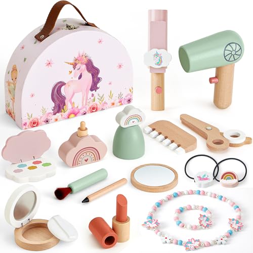 Atoylink Holz Kinder Schminke für Mädchen, Einhorn Schminkkoffer Kinderschminke Set Mädchen mit Friseur Set Kinder, Schminkset Mädchen Holzspielzeug Geschenk für Mädchen Ab 3 4 5 6 7 Jahre Atoylink Holz Kinder Schminke für Mädchen, Einhorn Schminkkoffer Kinderschminke Set Mädchen mit Friseur Set Kinder, Schminkset Mädchen Holzspielzeug Geschenk für Mädchen Ab 3 4 5 6 7 Jahre von Atoylink