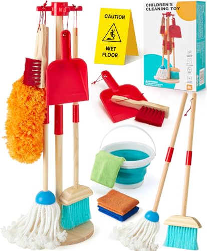 Atoylink Kinder Putzset 9-Teilige Holzspielzeug mit Kinder Besen Mopp Kehrschaufel Set Handfeger Eimer Lappen Staubwedel Ständer aus Holz Putzset Rollenspiele für Mädchen Jungen 3 4 5 6 Jahre Atoylink Kinder Putzset 9-Teilige Holzspielzeug mit Kinder Besen Mopp Kehrschaufel Set Handfeger Eimer Lappen Staubwedel Ständer aus Holz Putzset Rollenspiele für Mädchen Jungen 3 4 5 6 Jahre von Atoylink