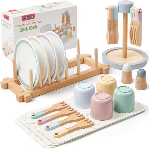 Atoylink Kinderküche Zubehör Holz, 33 Pcs Geschirrset mit Tassen Teller, Spielküche Zubehör Geschirr Teeservice Kinder Küchenzubehör Spielzeug Rollenspiel Geschenk für Mädchen Jungen 3 4 5 6 7 8 Jahre Atoylink Kinderküche Zubehör Holz, 33 Pcs Geschirrset mit Tassen Teller, Spielküche Zubehör Geschirr Teeservice Kinder Küchenzubehör Spielzeug Rollenspiel Geschenk für Mädchen Jungen 3 4 5 6 7 8 Jahre von Atoylink