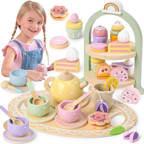 Atoylink Teeservice Kinder Holzspielzeug Kinderküche Zubehör Holz Teeparty Set mit Spielküche Holz Cupcake Ständer Teekanne Teetassen Teeset Rollenspiel Geschenk für Kinder Mädchen 3 4 5 6 7+ Jahre Atoylink Teeservice Kinder Holzspielzeug Kinderküche Zubehör Holz Teeparty Set mit Spielküche Holz Cupcake Ständer Teekanne Teetassen Teeset Rollenspiel Geschenk für Kinder Mädchen 3 4 5 6 7+ Jahre von Atoylink