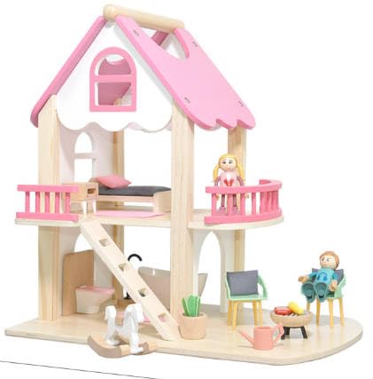 Puppenhaus aus Holz Lichtern,3 Etagen, inklusive Möbeln und Treppe,Spielzeug für Kinder ab 3 Jahre von Atoylink