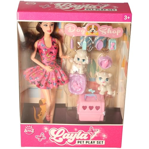 Atoz Layla Pet Spielset – 3 Verschiedene Designs, Spielzeugpuppe im modischen Outfit mit Haustieren und Zubehör, 29 cm, ab 3 Jahren geeignet Atoz Layla Pet Spielset – 3 Verschiedene Designs, Spielzeugpuppe im modischen Outfit mit Haustieren und Zubehör, 29 cm, ab 3 Jahren geeignet von Atoz