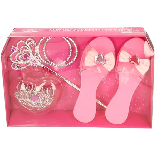 Princess Secret My 1st Princess Beauty Set, Rosa Schuhe mit Schleife, Tiara, Armreifen, Zauberstab und Krone, Mädchen Dress Up Zubehör Princess Secret My 1st Princess Beauty Set, Rosa Schuhe mit Schleife, Tiara, Armreifen, Zauberstab und Krone, Mädchen Dress Up Zubehör von Atoz