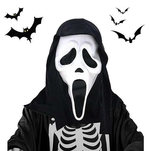 Atsmoce® Halloween Ghostface Maske, Horrorfilm Maske, Geister Scream Maske, Party Maske, Schrei Maske, Gruselige Requisiten für Karneval, Maskerade, Horrorpartys von Atsmoce