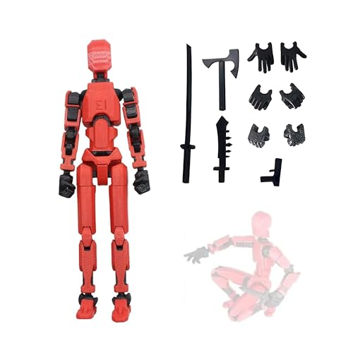 Atsmoce®T13 Action Figure, Lucky Figur, Actionfiguren mit Mehreren Gelenken, 3D Printed Multi-Jointed Movable Figur, mit 4 Waffen, Nice Gifts for Friends (Red) von Atsmoce
