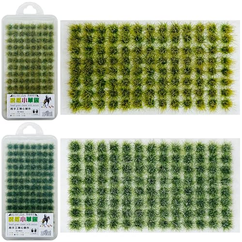 Attuslla 208 Stück Static Grass Tuft 2 Farbe Statische Grass Statische Grasbüschel, Scenics Gras Grasbüschel für Miniatur Tabletop Spiele Modelleisenbahn von Attuslla