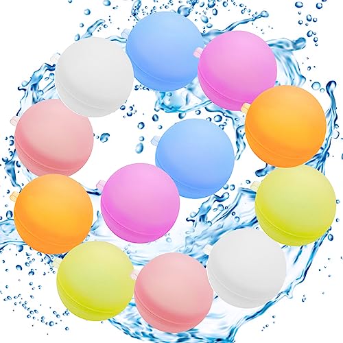 Atuoxing 12 STK Wasserbombens Wiederverwendbar, Wiederbefüllbare Wasserbomben, Schnell Befüllbare Wasserballons aus Silikon, Reusable Water Balloon für Pool Sommerpartys von Atuoxing