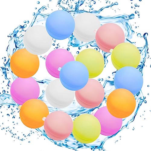 Atuoxing 18 STK Wasserbombens Wiederverwendbar, Wiederbefüllbare Wasserbomben, Schnell Befüllbare Wasserballons aus Silikon, Reusable Water Balloon für Pool Sommerpartys von Atuoxing