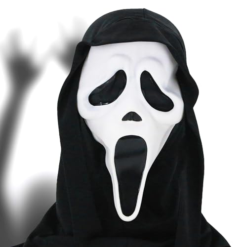 Atuoxing Scream Maske Erwachsene Halloween Maske Latex Schrei Maske Horrorfilm Maske Party Horror Vollkopf Maske (A) von Atuoxing