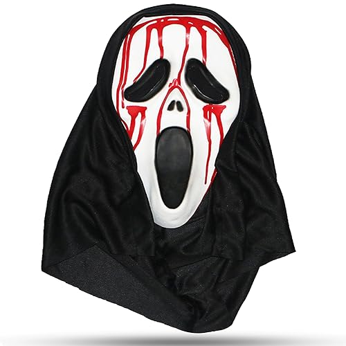 Atuoxing Scream Maske Erwachsene Halloween Maske Latex Schrei Maske Horrorfilm Maske Party Horror Vollkopf Maske (B) von Atuoxing