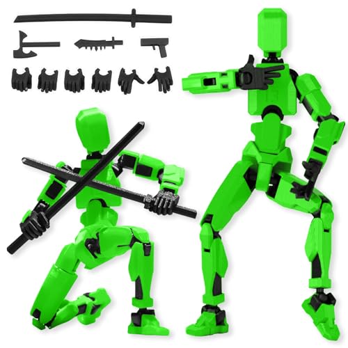 Atuoxing T13 Action Figure Spielzeug, 3D-Druck von Roboter-Actionfigur, T13 Action Figur Titan with 4 Weapons 3 Hands Action Figures (Grün) von Atuoxing
