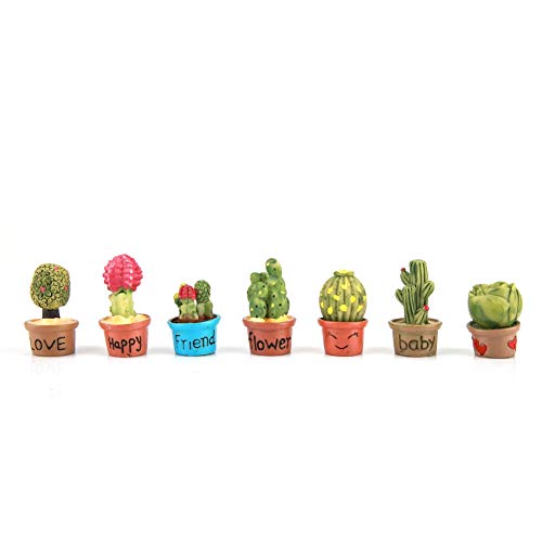 Atyhao 7 Stück Miniatur Garten Ornamente, 1:12 kleine Kaktus Miniatur Sukkulenten Topf Puppenhaus Dekoration Mini Pflanze von Atyhao