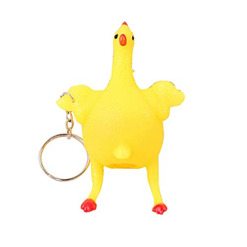 Atyhao Hühner-Stressabbau-Spielzeug-Schlüsselanhänger, Eigelb und Eiweiß, Niedliches Cartoon-Hühnerspielzeug, Weiches Gummi von Atyhao