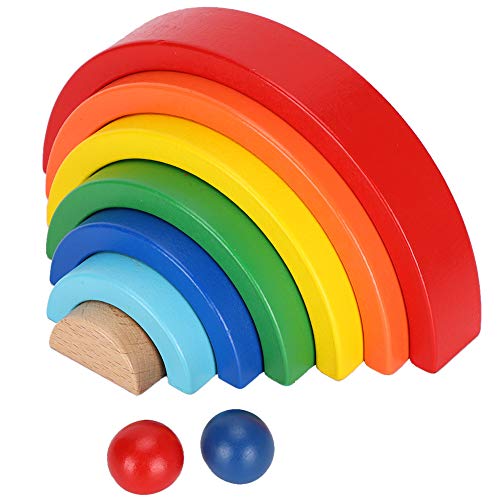 Atyhao Holz Regenbogen brücke Spielzeug, Regenbogen farbige Bogenbrücke Bausteine ​​Holz Regenbogen Stapler Holz Regenbogen Spielzeug für Kinder Baby KleinkinderBau- & Konstruktionsspielzeug von Atyhao