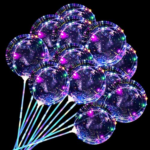 12 Pack Leuchtende Luftballons, 40cm Transparente Led Luftballons, Led Luftballon mit Stäbe, Led Bobo Luftballons mit Bunt Led Lichterketten für Geburtstag, Hochzeit, Valentinstag Party Dekor 12 Pack Leuchtende Luftballons, 40cm Transparente Led Luftballons, Led Luftballon mit Stäbe, Led Bobo Luftballons mit Bunt Led Lichterketten für Geburtstag, Hochzeit, Valentinstag Party Dekor von Aubess